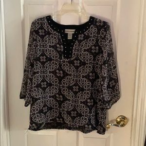 100% Polyester Women’s Blouse Black and Grey